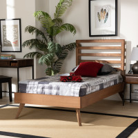 Baxton Studio Shiro-Ash Walnut-Twin Baxton Studio Shiro Mid-Century Modern Ash Walnut Finished Wood Twin Size Platform Bed